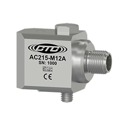 A render of a CTC AC215-M12A stainless steel, standard size, top exit machine condition monitoring sensor.